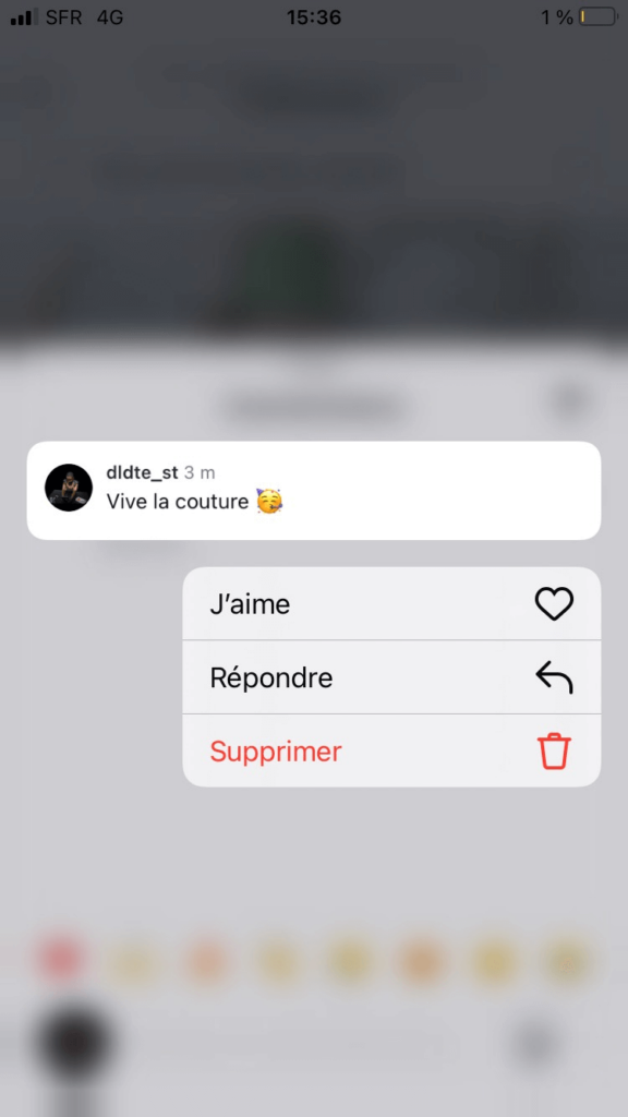 supprimer un commentaire instagram