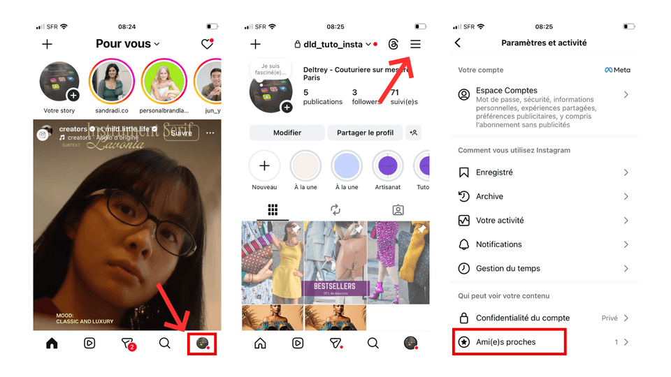 amis proches instagram fonctionnalité pour trouver des clientes et vendre ses créations