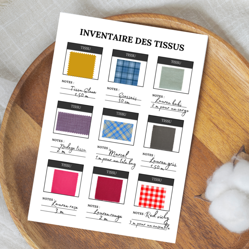 Fiche échantillon tissu vierge, fiches tissus, tissuthèque pdf, fiche projet de couture pdf, Guide des tissus par projet de couture PDF, fiche tissuthèque pdf, carnet tissuthèque