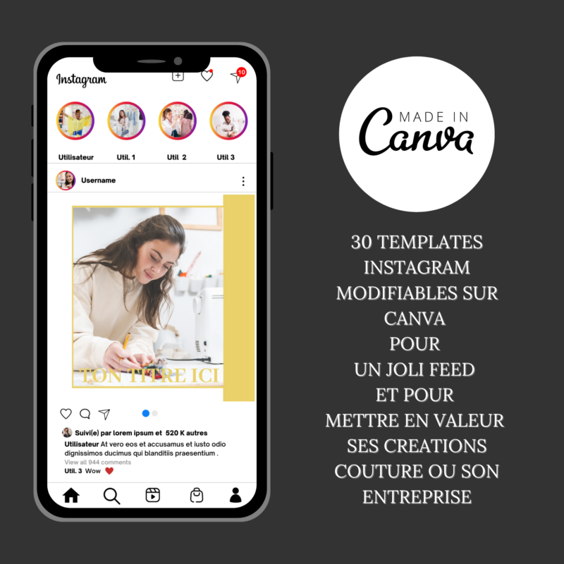 comment-avoir-un-joli-feed-instagram, utiliser-instagram-professionnellement, les-bases-d'instagram, quoi-poster-sur-instagram-templates-réseaux-sociaux-canva