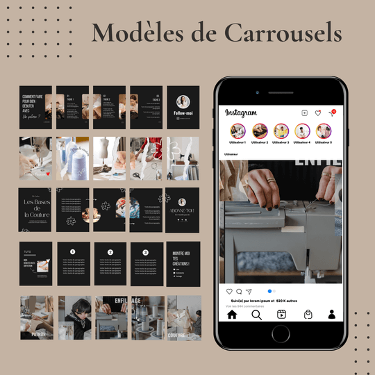Modèle de carrousels Instagram pour couturières