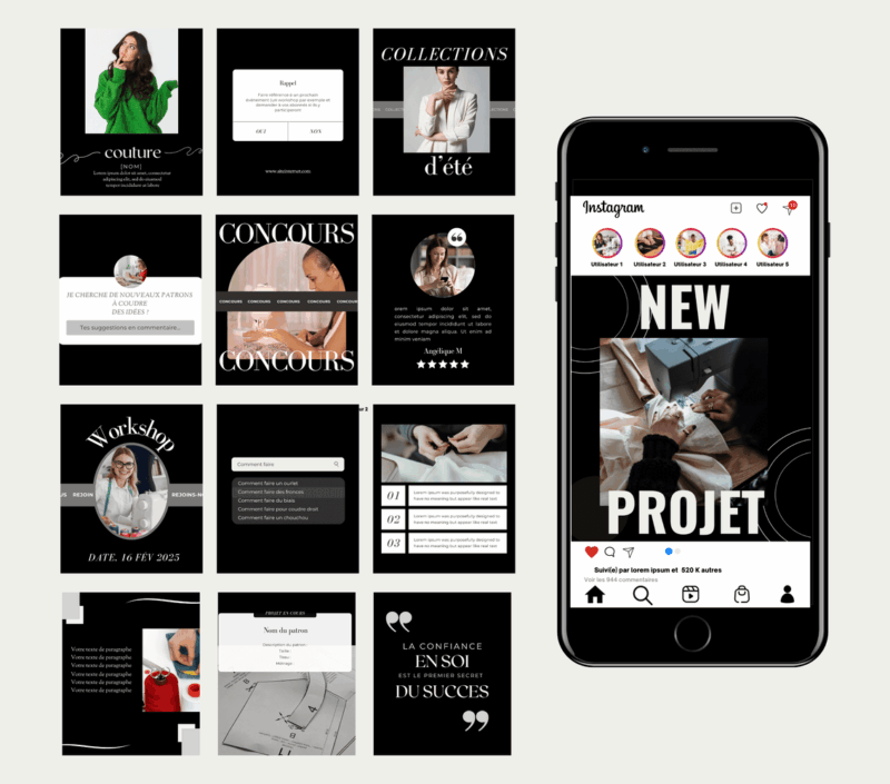 Comment démarrer sur instagram Améliorer son profil instagram, Pack médias sociaux, idée post instagram entreprise de couture, exemple publication instagram, Comment améliorer son compte instagram