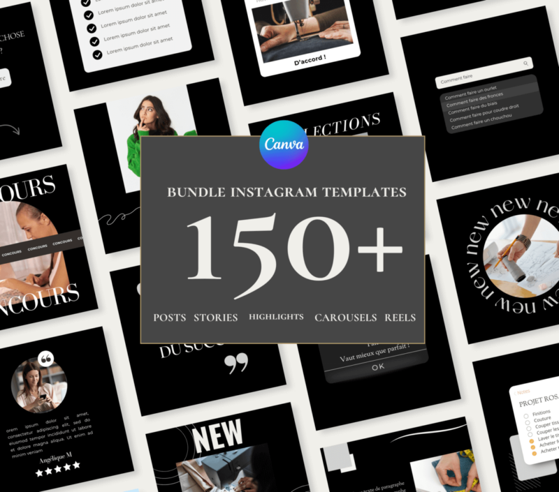 bundle instagram, templates posts, stories, feed, hihlights, story à la une