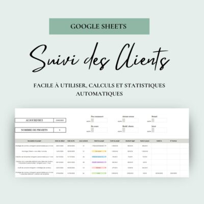 comptabilité auto entrepreneur, tableau de suivi des ventes, tableau de suivi des factures clients, fichier clients excel google sheets, tableau suivi paiement client