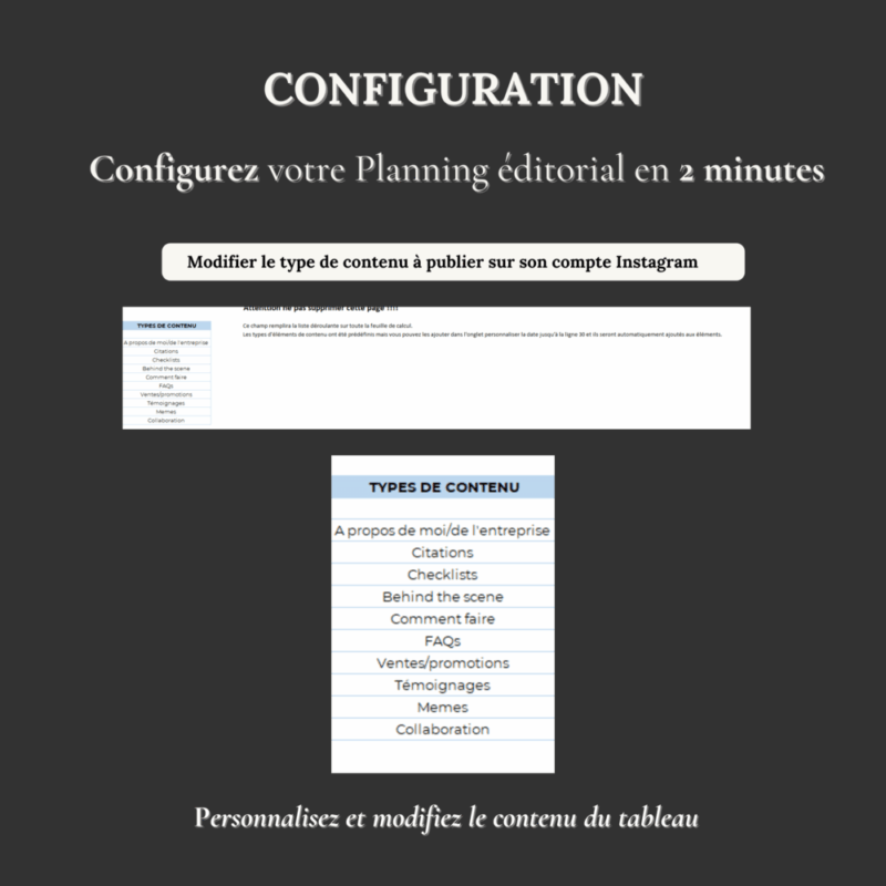 Planning éditorial Instagram Google Sheets/Excel pour être mieux organisée dans sa création de contenu – Image 4