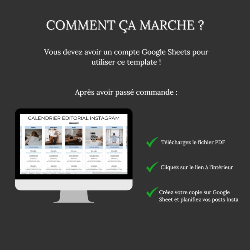 Planning éditorial Instagram Google Sheets/Excel pour être mieux organisée dans sa création de contenu – Image 5