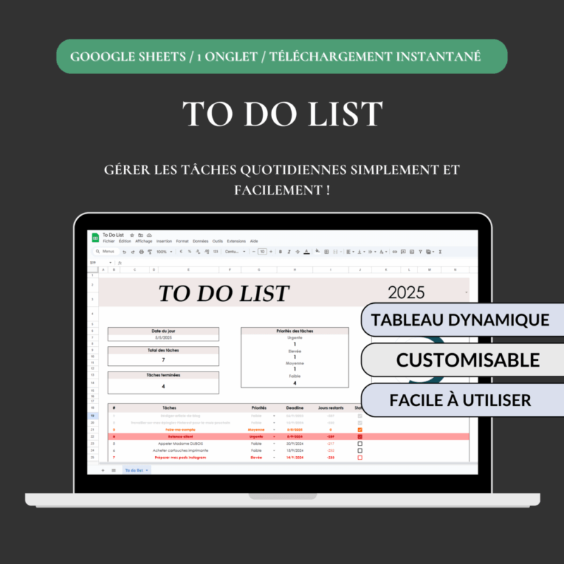 check list à remplir, to do list exel en français, stableau excel de suivi des tâches , modèle checklist excel, liste des choses à faire modèle