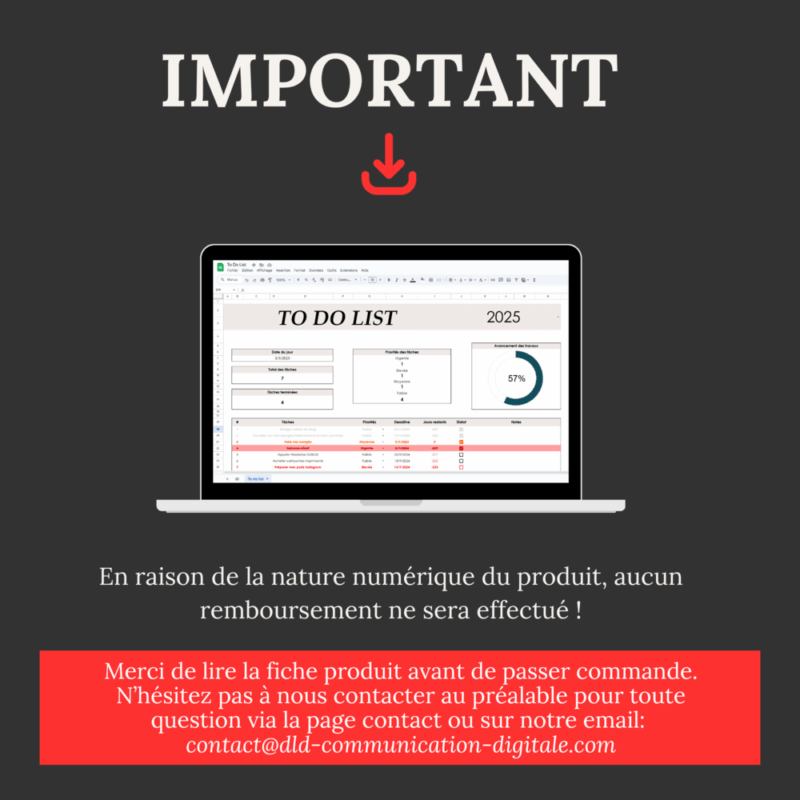 Modèle de Check list Excel Google Sheets à télécharger, pour gérer efficacement ses tâches quotidiennes – Image 6