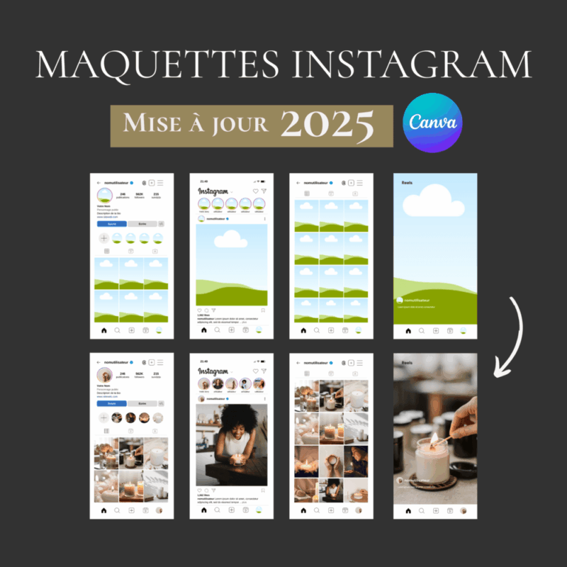 Maquette Instagram canva pour community manager, mockup Instagram pour community manager, template Instagram Canva, visuels Instagram pour réseaux sociaux, contenu prêt à poster Instagram