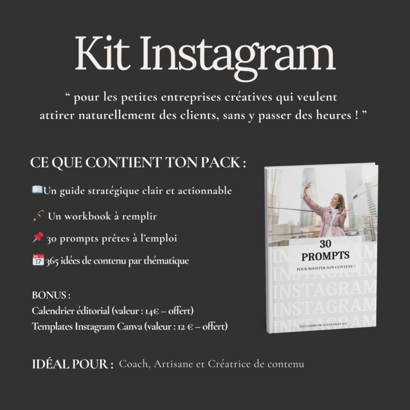 vendre sur Instagram sans forcer, guide Instagram entrepreneures 2025, idées de contenu Instagram entrepreneuse, comment trouver des clients avec Instagram, visibilité Instagram coach, visibilité Instagram coach 2025, pack de templates Canva pour Instagram, calendrier éditorial Instagram 2025, planificateur de publication, modèles de contenu Instagram, ebook Instagram pour trouver des clients, guide Instagram pour auto-entrepreneur, idées de publications Instagram pour indépendants, trames de contenus Instagram à personnaliser, workbook Instagram pour coachs et créateurs