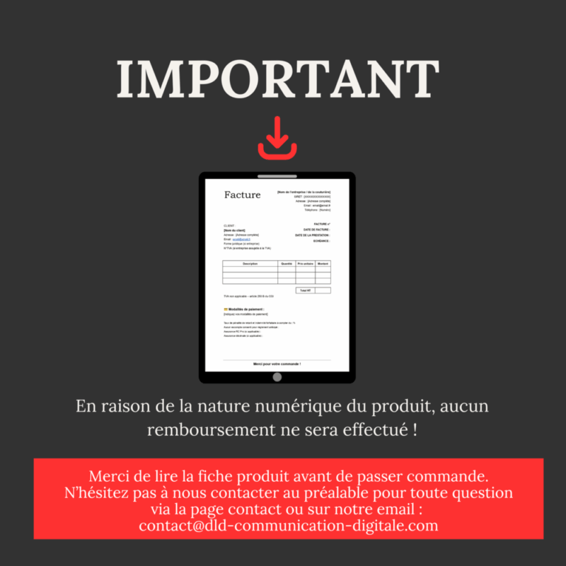 Pack juridique pour couturière & créatrice indépendante : Devis, Facture & CGV prêts à l'emploi ! – Image 9