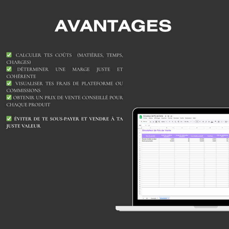 Simulation prix de vente vêtement fait main