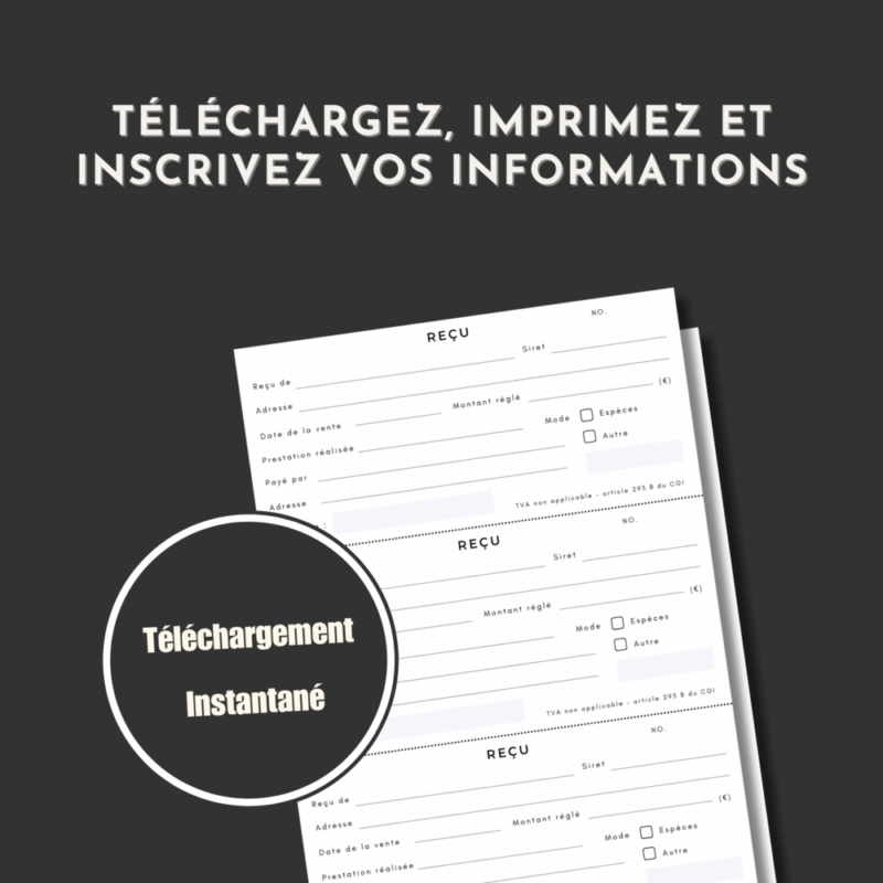 modèle, exemple de reçu à télécharger et imprimer