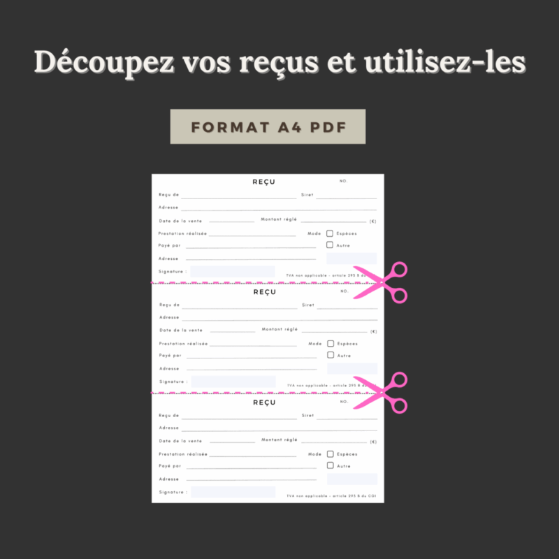 Modèle de reçu pdf à imprimer - Vente ou prestation à un particulier – Image 2