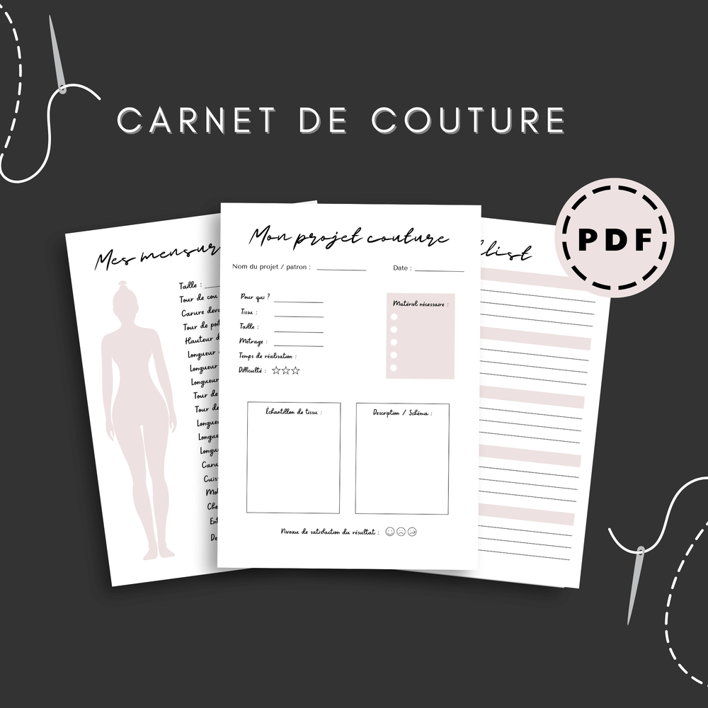 planner couture pdf pour organiser ses patrons, tissus et projets de couture