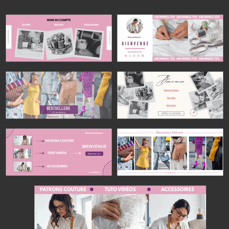 7 Modèles de bannières Instagram Canva pour couturières professionnelles – personnalisables, modernes et prêtes à publier – Image 2