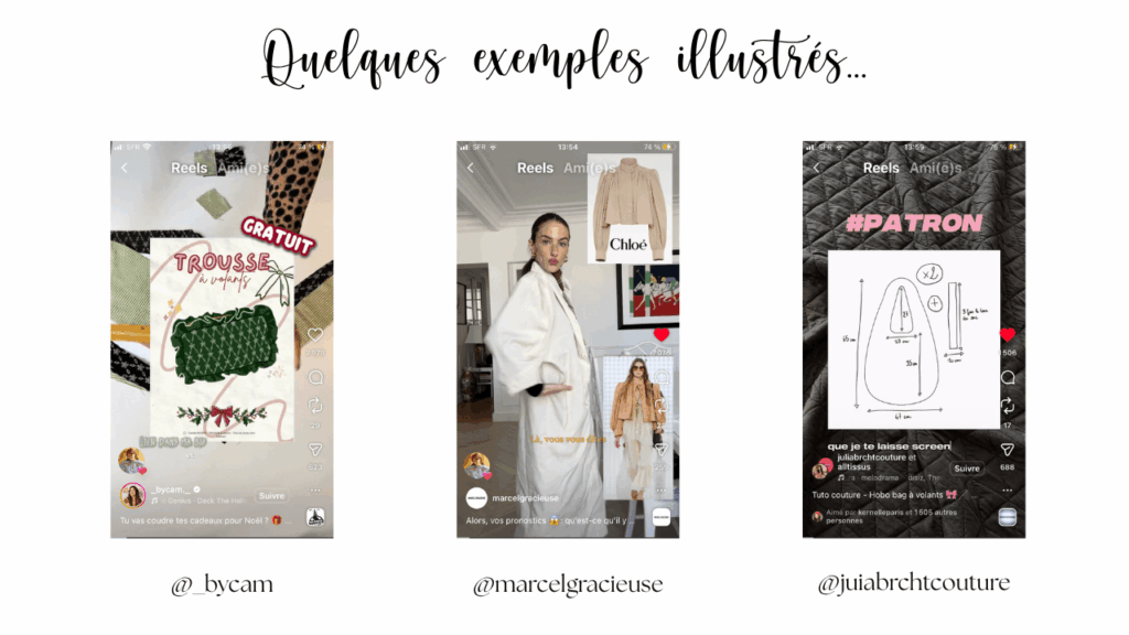 exemples de tutoriels instagram reels couture pour booster sa visibilité et se faire connaître en ligne