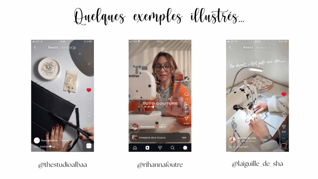 Quoi publier sur instagram pour son compte de couturières, exemples de comptes de couture qui cartonnent