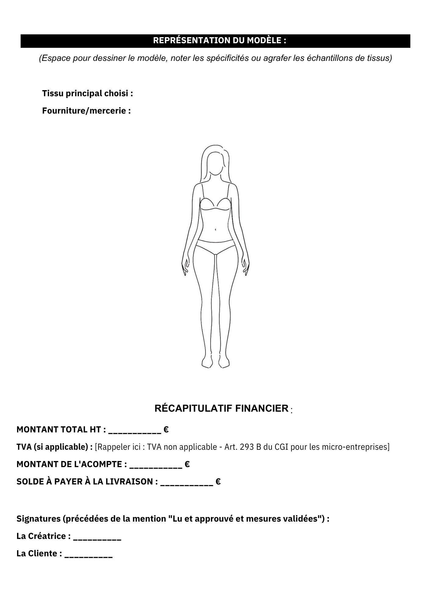 Fiche technique contrat de couture